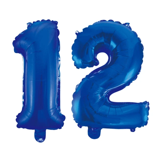 Folieballon 12 jaar blauw 86cm