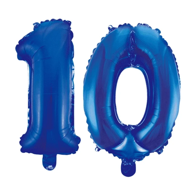Folieballon 10 jaar blauw 41cm
