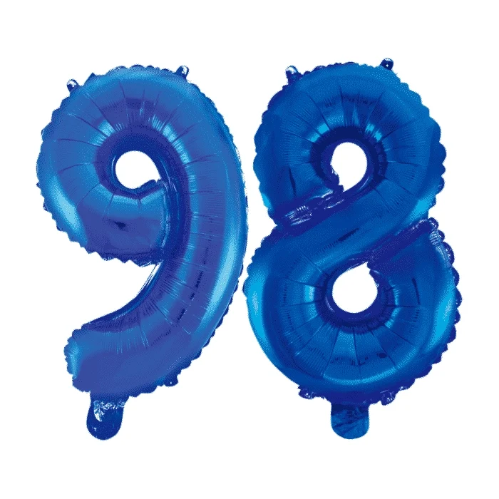 Folieballon 98 jaar blauw 86cm