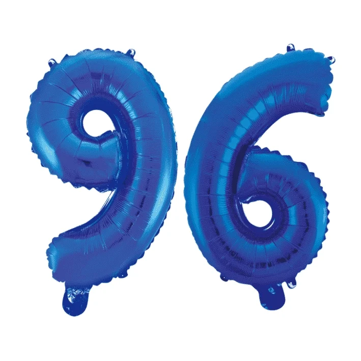 Folieballon 96 jaar blauw 41cm