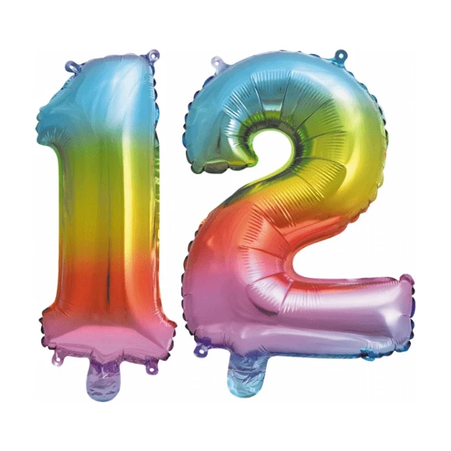 Folieballon 12 jaar Regenboog 41cm