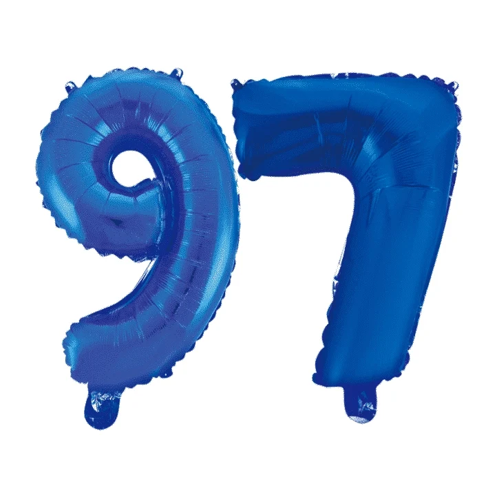 Folieballon 97 jaar blauw 41cm