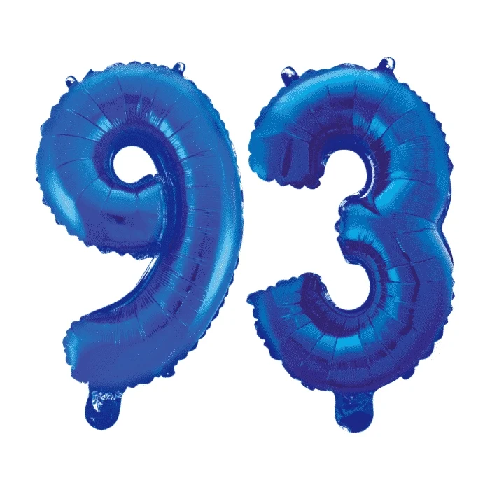 Folieballon 93 jaar blauw 41cm
