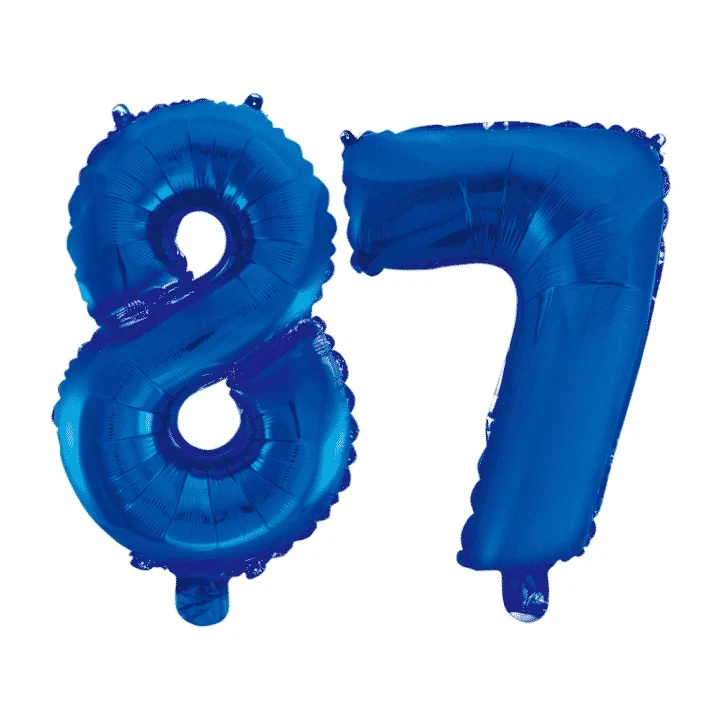 Folieballon 87 jaar blauw 86cm