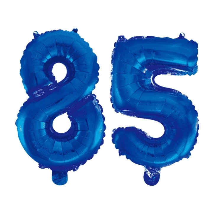 Folieballon 85 jaar blauw 41cm