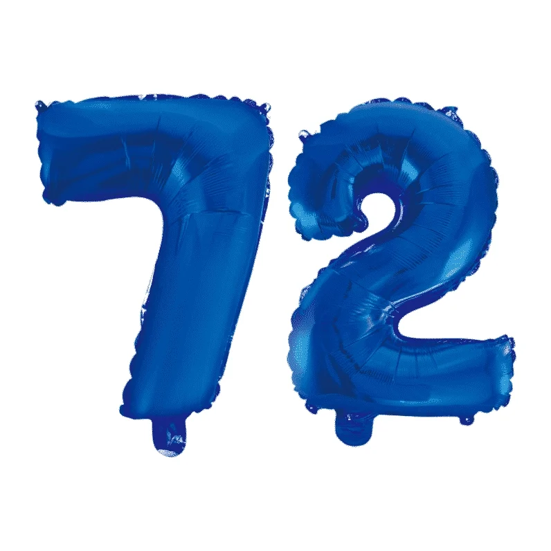 Folieballon 72 jaar blauw 86cm