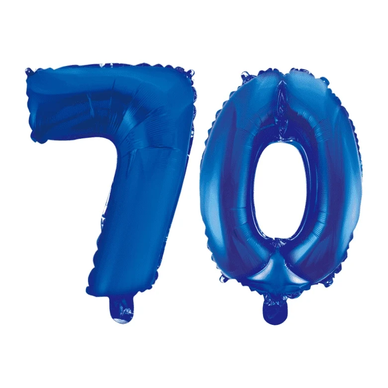 Folieballon 70 jaar blauw 41cm