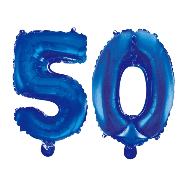 Folieballon 50 jaar blauw 86cm