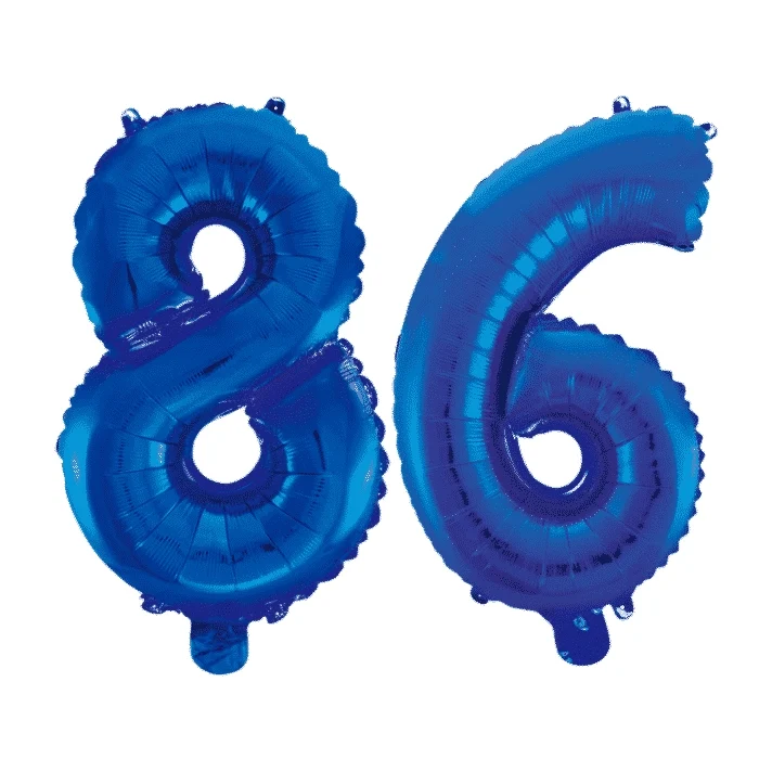 Folieballon 86 jaar blauw 86cm