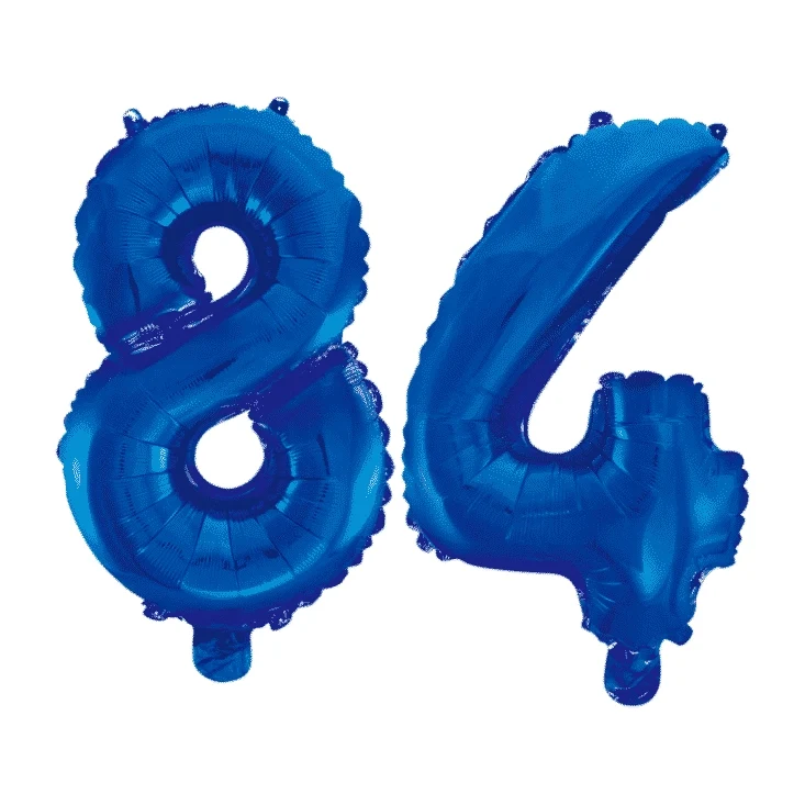 Folieballon 84 jaar blauw 86cm