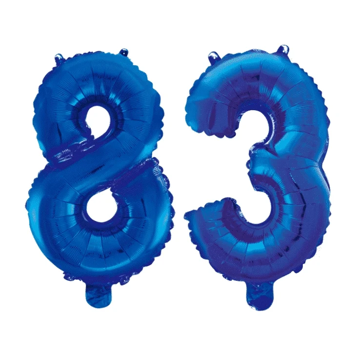 Folieballon 83 jaar blauw 41cm