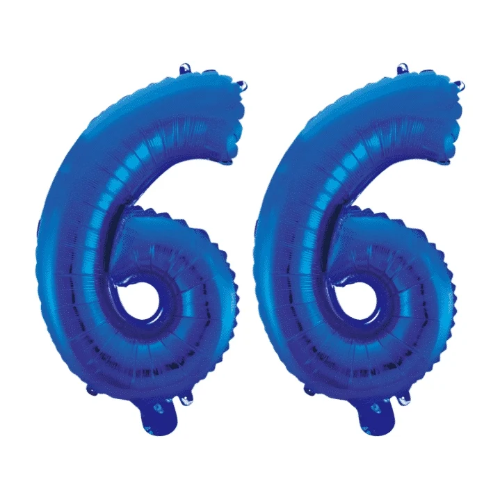 Folieballon 66 jaar blauw 86cm