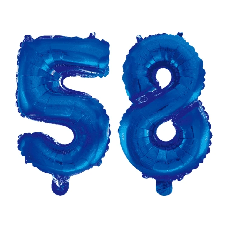 Folieballon 58 jaar blauw 86cm
