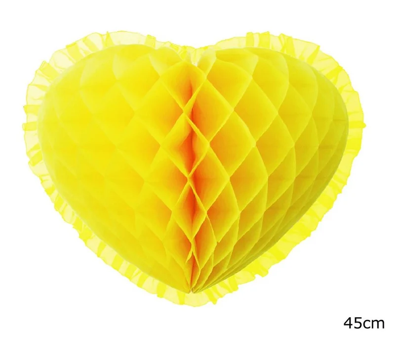 Gele Honeycomb Hart (45cm)