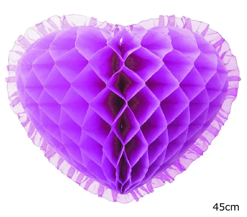 Paars hart hangdecoratie (45cm)