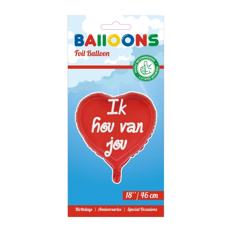 Folieballon Ik Hou Van Jou - Rood - 46cm