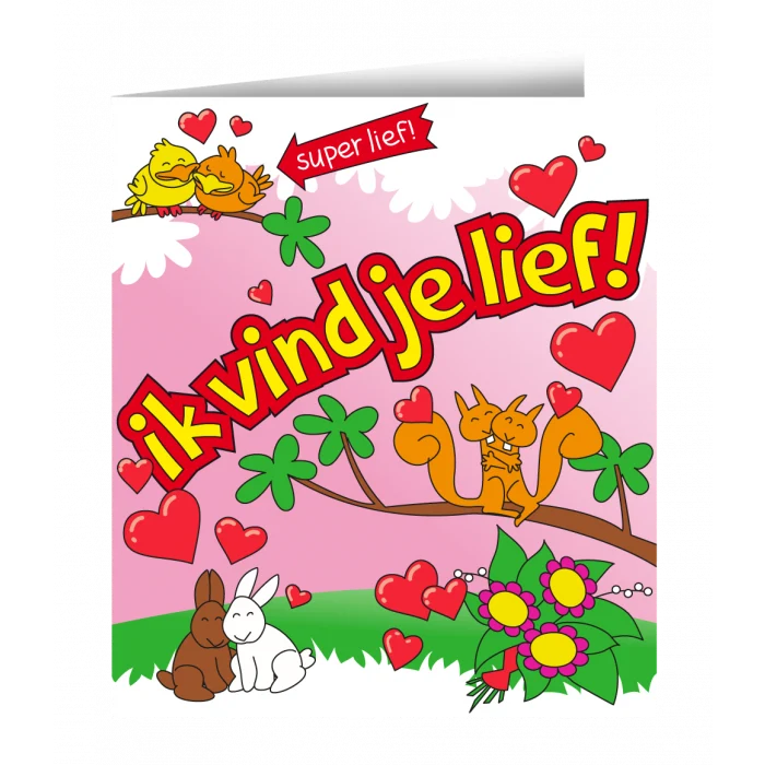 Wenskaart - Ik vind je lief cartoon