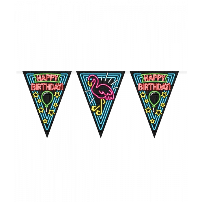 Neon Vlaggenlijn Happy Birthday - 10m