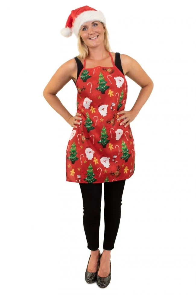 Keukenschort Kerst in rood