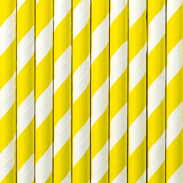 Papieren Rietjes Geel/Wit (10st)