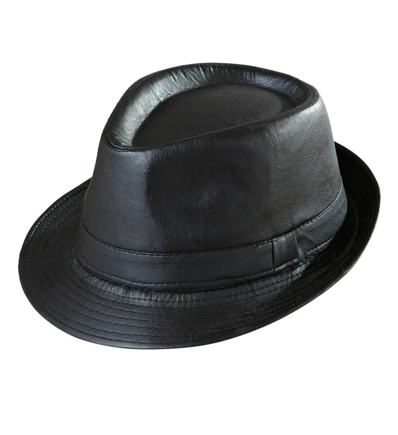 Gleufhoedje zwart Lederlook
