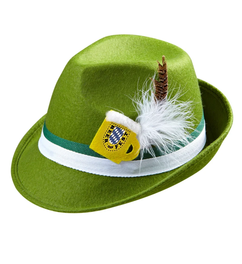 Tiroler hoed groen met veer