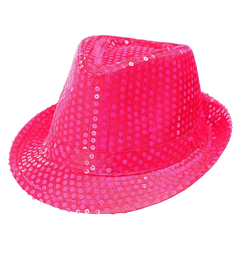 Gleufhoedje pailletten roze