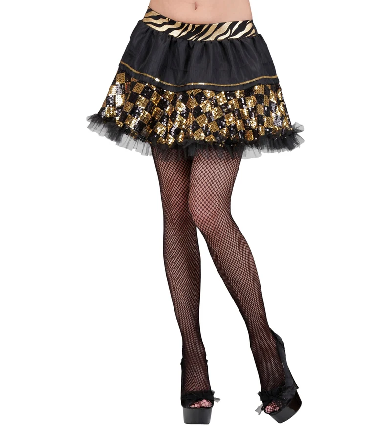 Pailletten petticoat in zwart goud