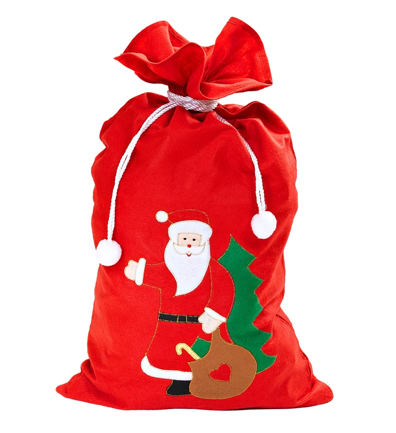 Kerstman zak met opdruk rood