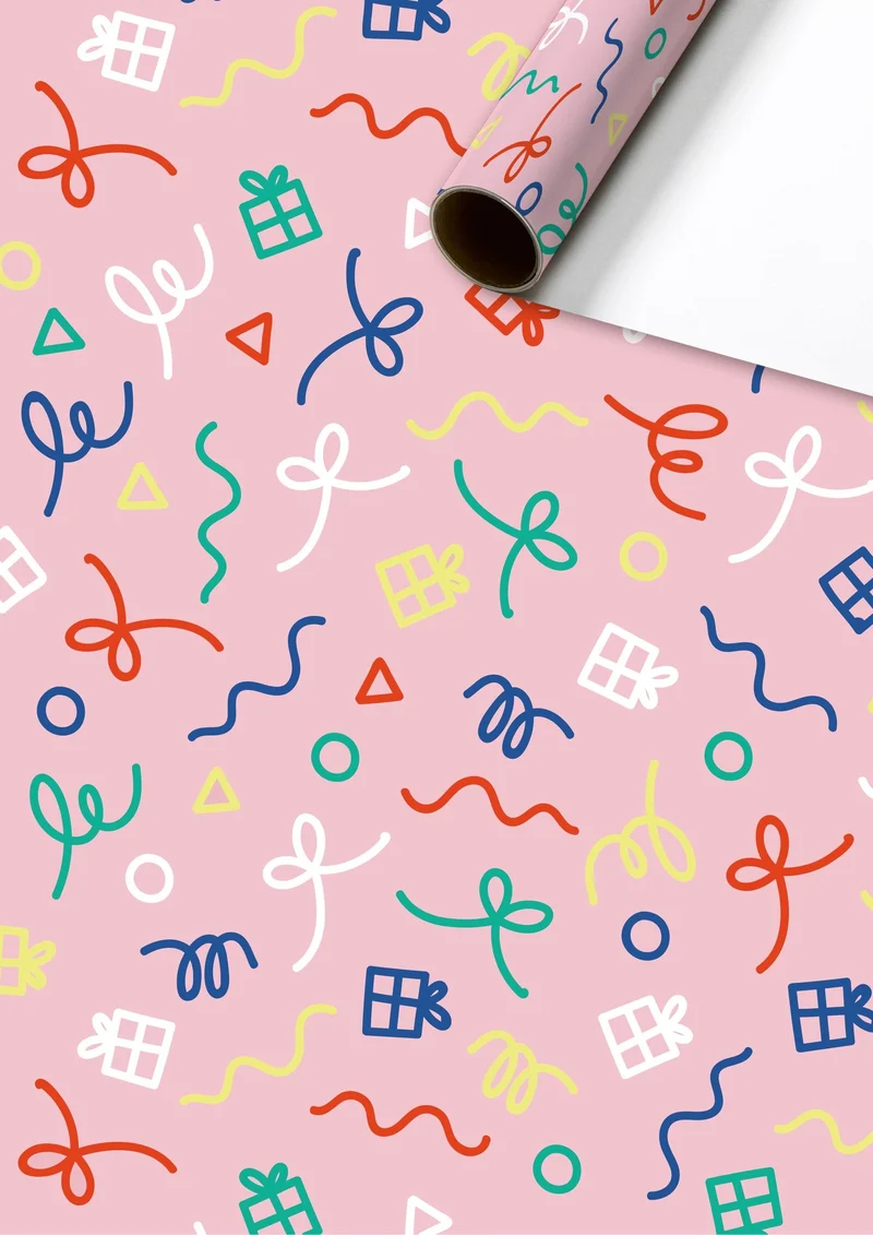 Rol Inpakpapier roze cadeautjes