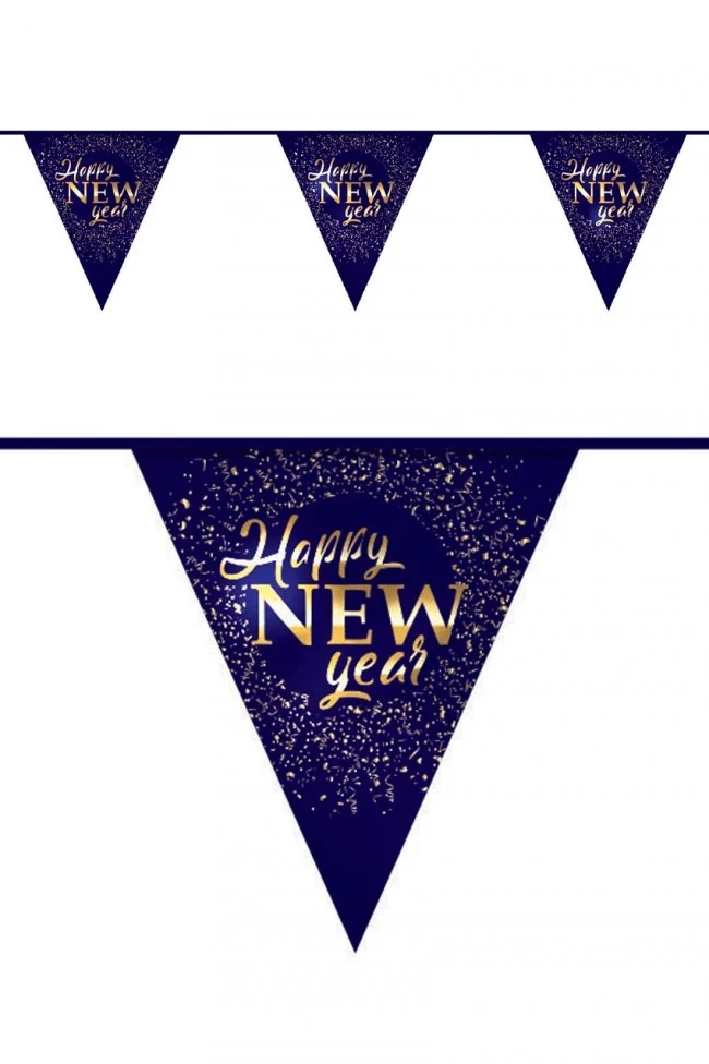 Vlaggenlijn Happy New Year hotstamp 6m
