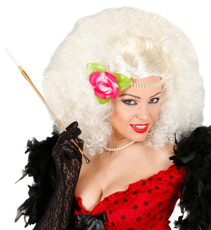 Belle epoque pruik Jill met bloem blond