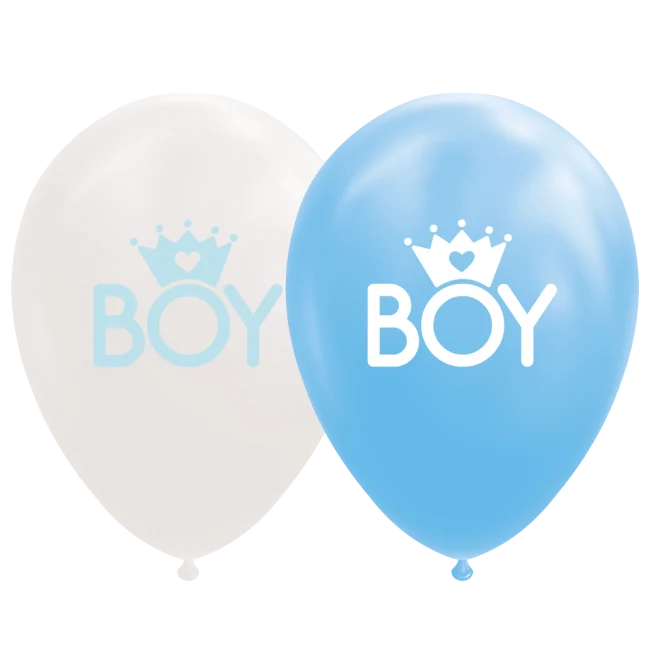 Ballonnen Geboorte Boy Blauw/Wit (8st)