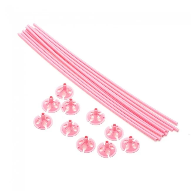 Ballonstokjes met Houders Roze (10st)