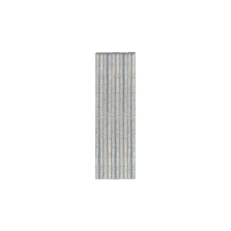 Papieren Glitter Rietjes Zilver (10st)