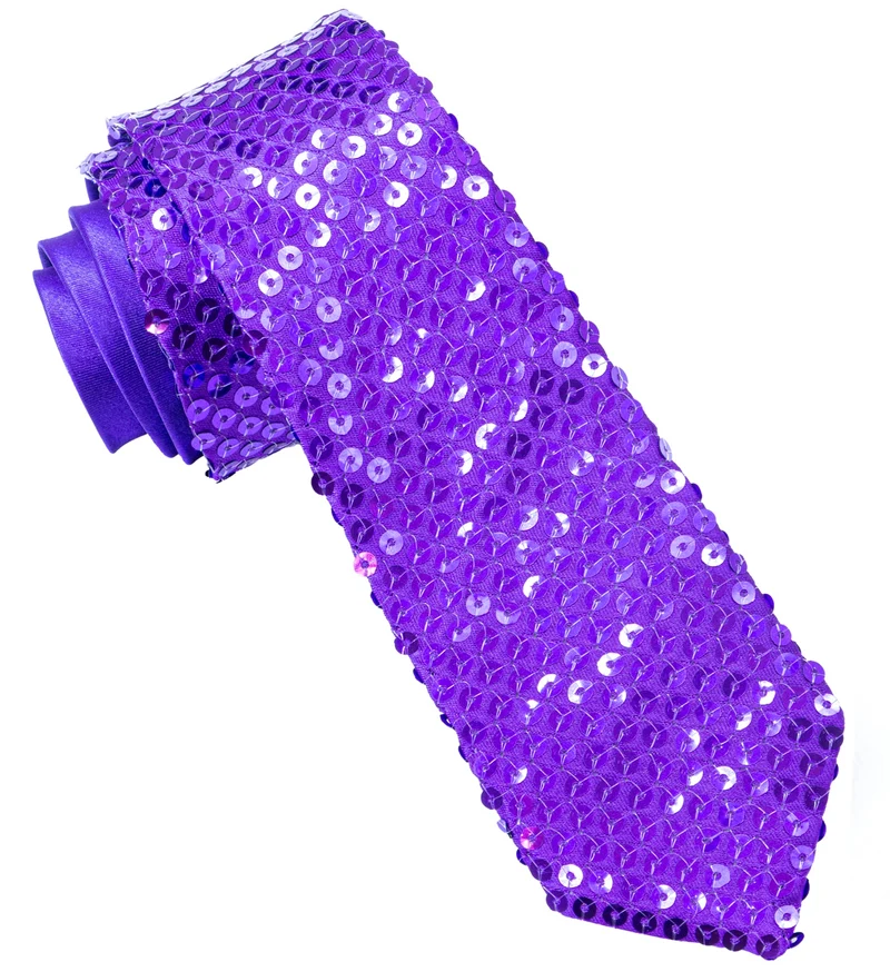 Glitter stropdas paars pailletten