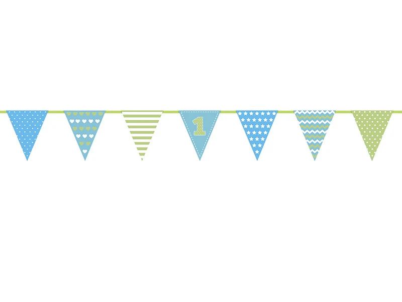 Vlaggenlijn 1 Jaar Blauw/Groen (1,35m)
