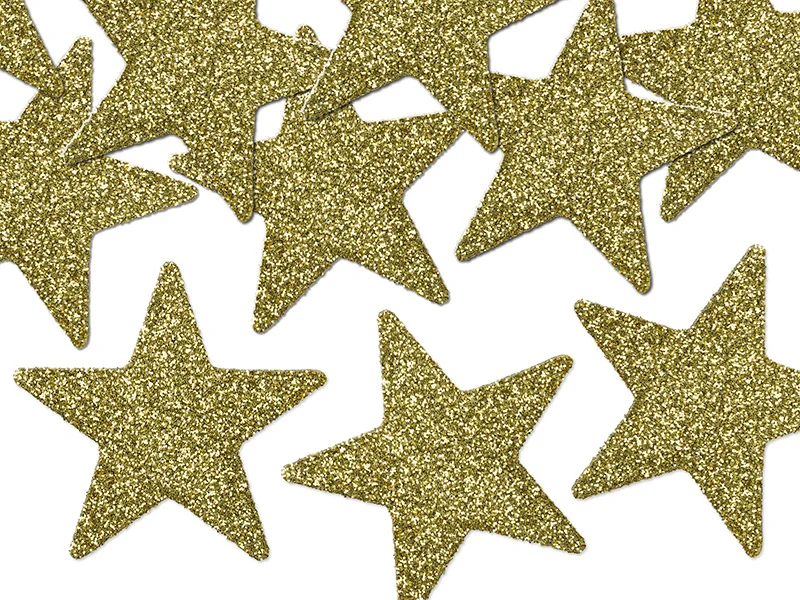 Gouden Sterren Glitter Decoratie (8st)
