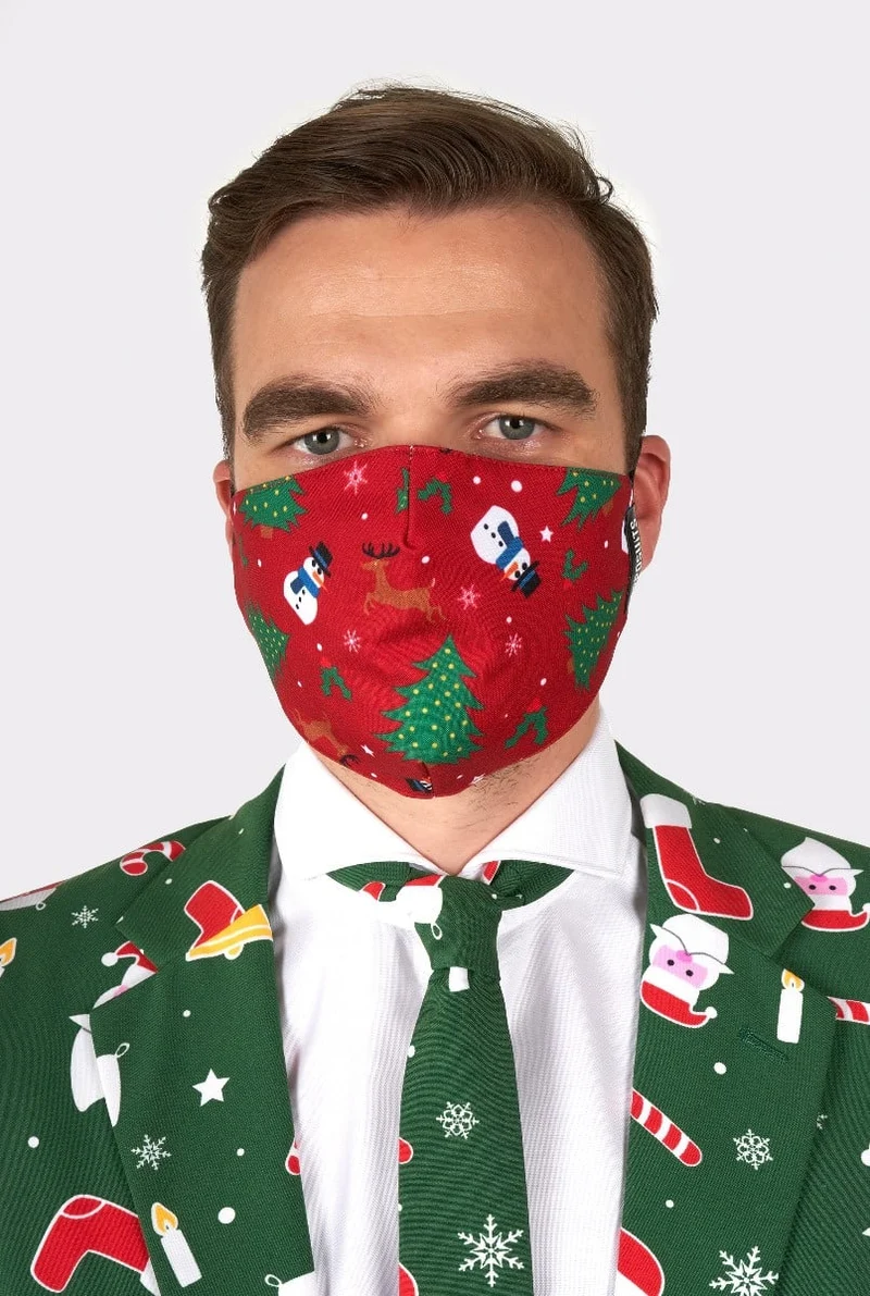 Opposuits mondkapje Kerst rood