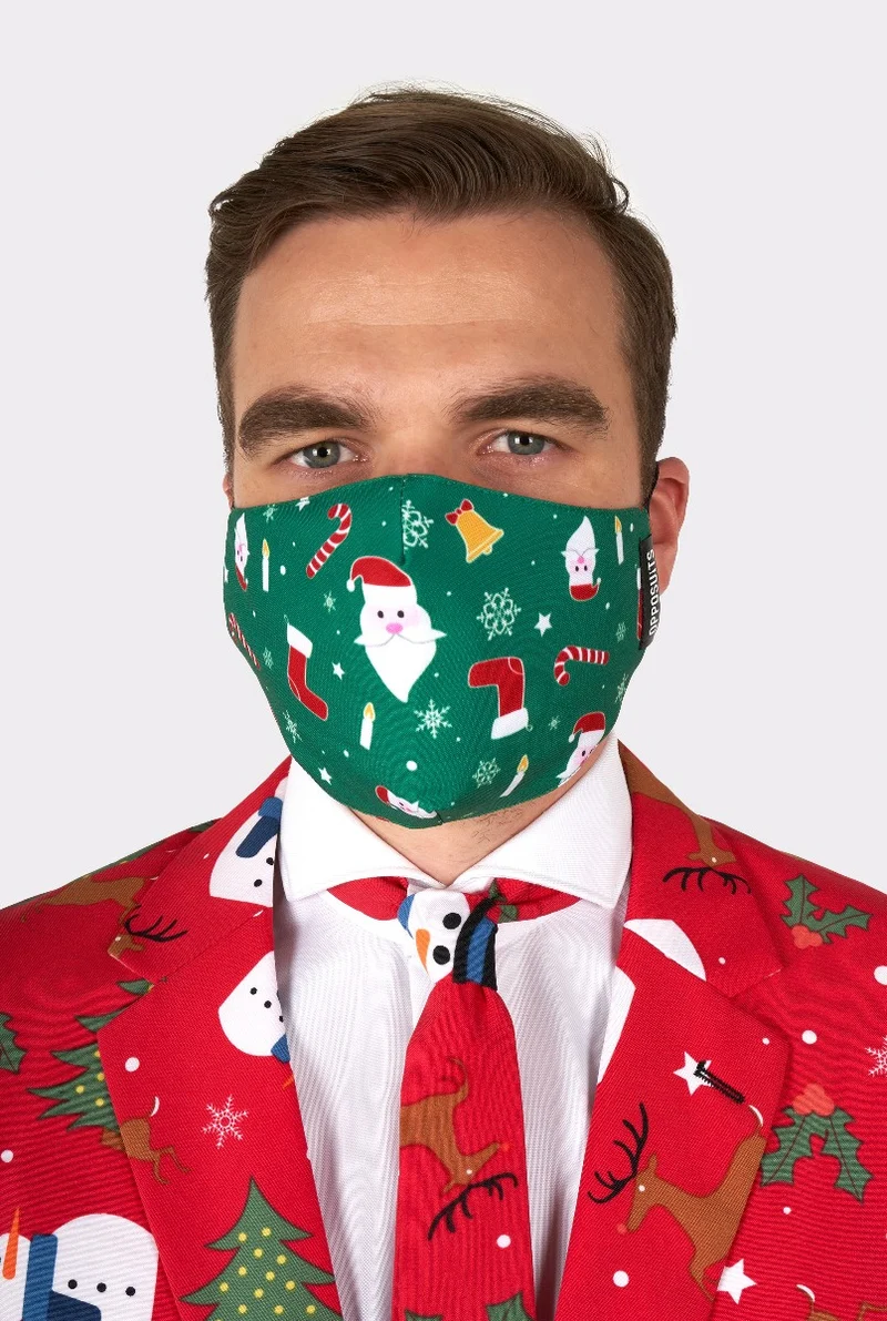 Opposuits mondkapje Kerst groen