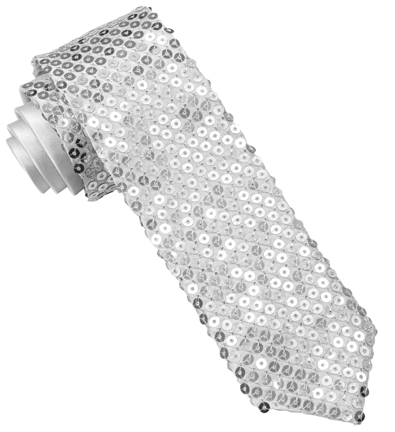 Glitter stropdas zilver pailletten