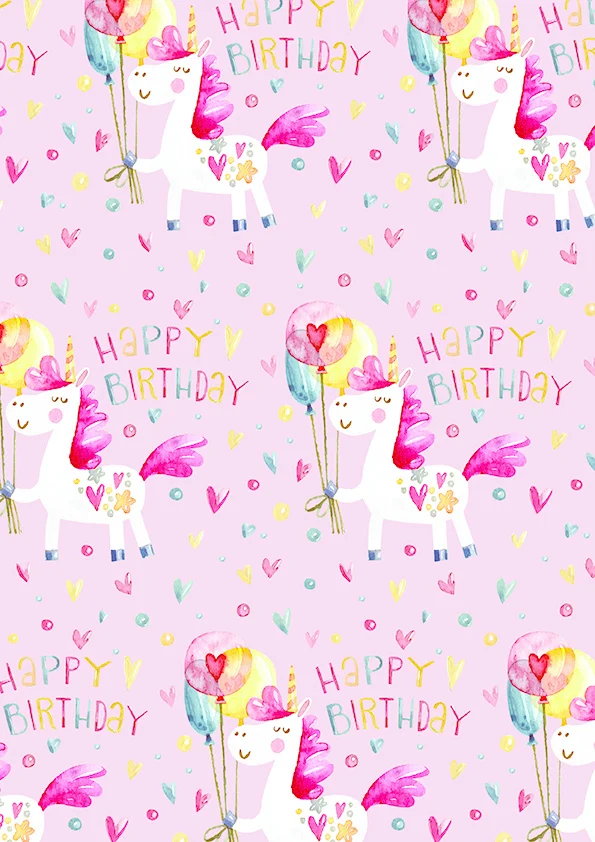 Rol Inpakpapier Happy Birthday Eenhoorn