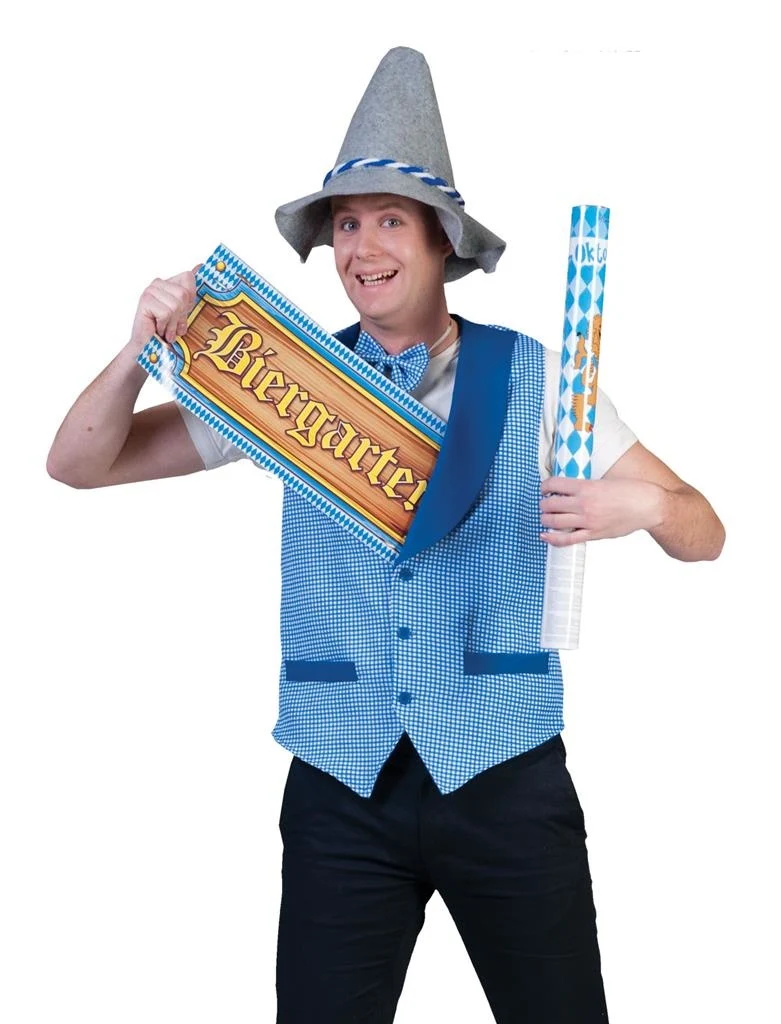 Oktoberfest gillet heren blauw wit