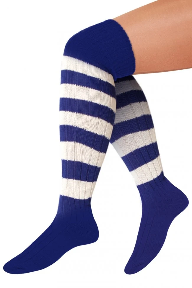 Blauw witte kniekous voetbalsokken
