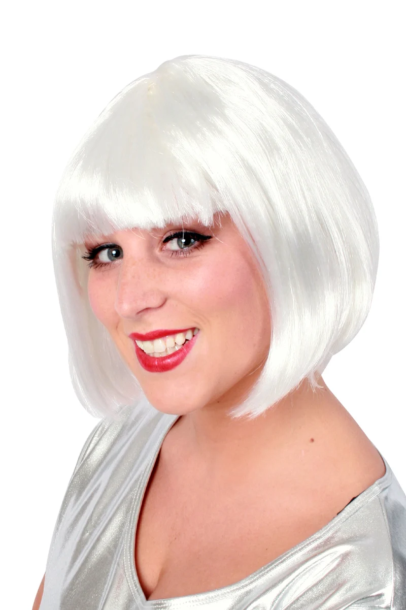 Witte bob pruik budget