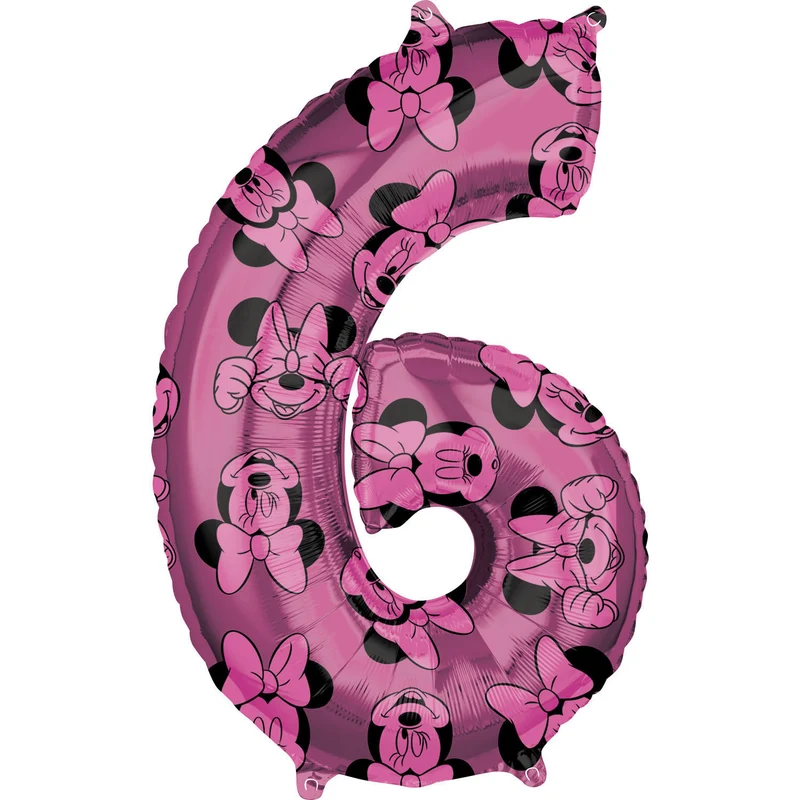 Folieballon Cijfer 6 Minnie Mouse Roze (66cm)