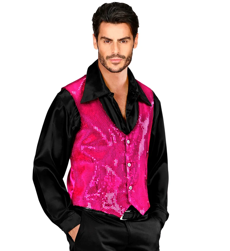 Pailletten Vest Man Roze