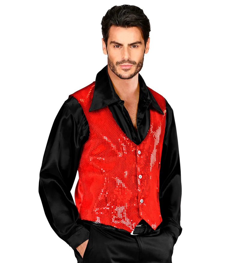 Pailletten gilet vestje rood