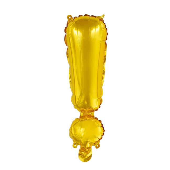 Folieballon Uitroepteken Goud 41cm