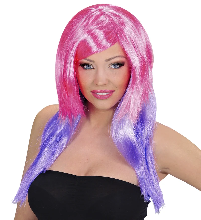 Dip dye pruik paars roze